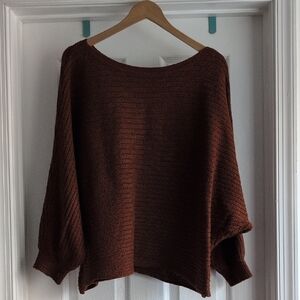 SHEIN Chocolate Off-the-Shoulder Sweater